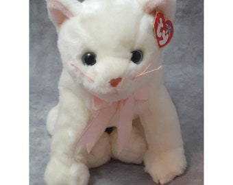 TY Beanie Buddy FLIP the White Cat Plush - Retired 2000 & Rare