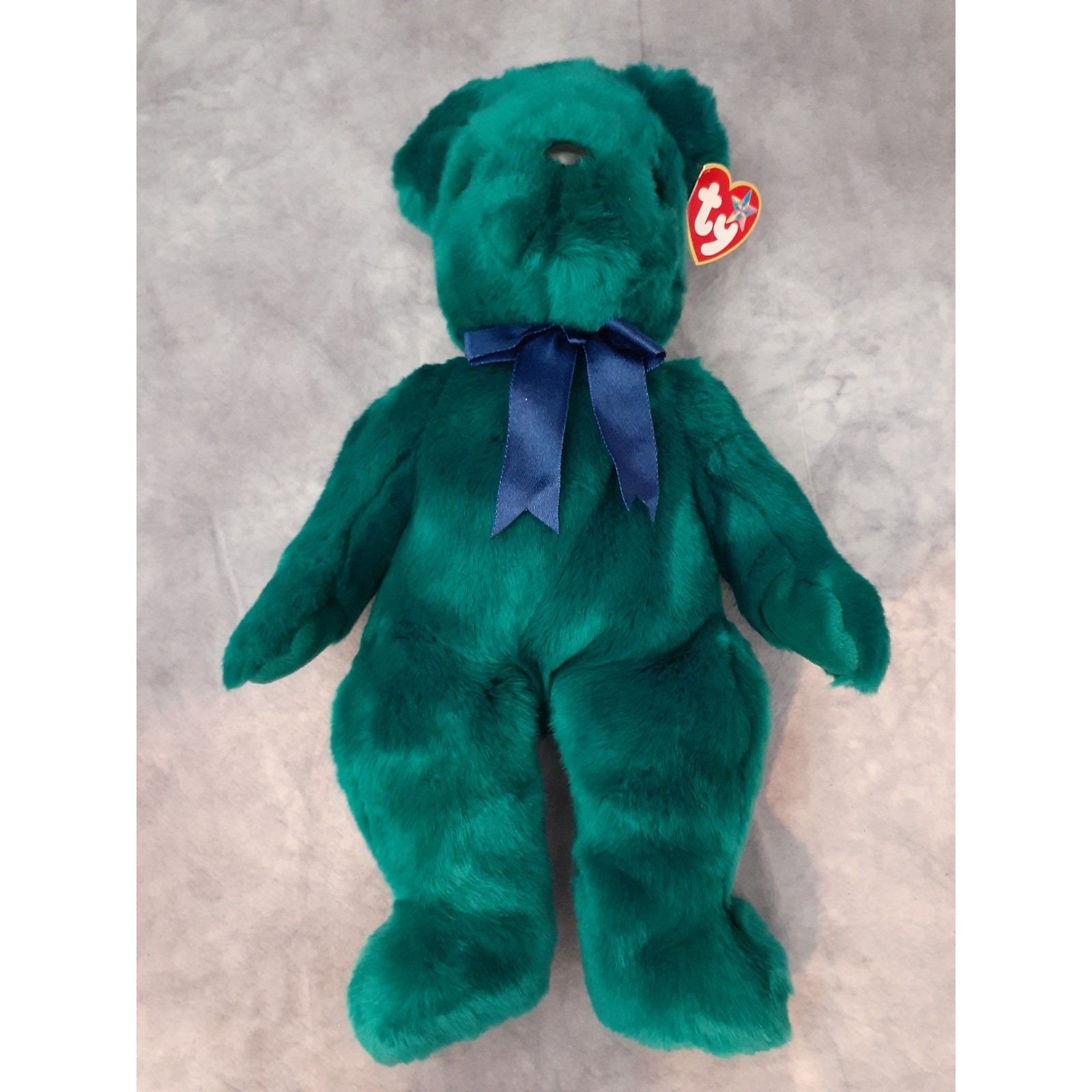 TY Beanie Buddy Teddy Teal Green Old Face Bear Plush - (14 Inches