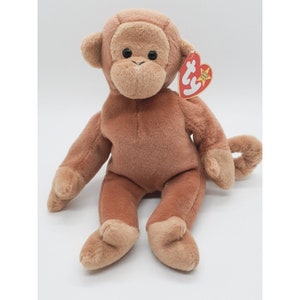 TY Bongo the Monkey Beanie Baby - NEW with 4th generation tag and PVC Pellets