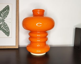 Orange 70s space age lamp, vintage mushroom lamp, Swedish mid century design