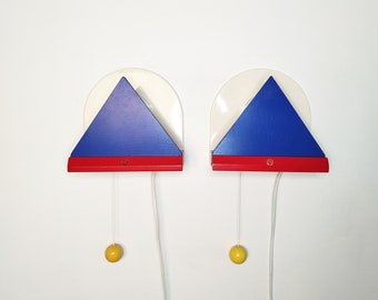 Ettore Sottsass, pair of Memphis style wall lamps for IKEA, vintage sconce, scandinavian italian pop art postmodernism