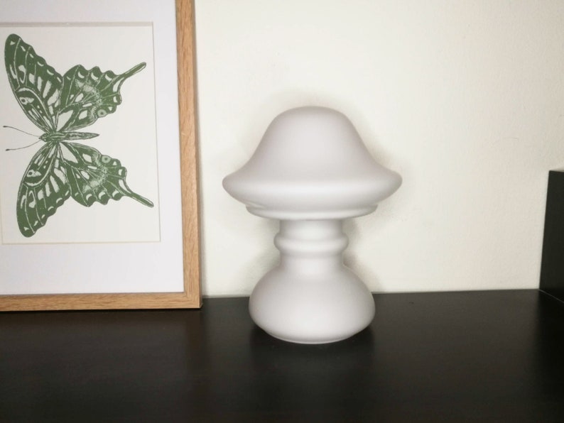 Vintage mushroom lamp, Swedish 1980s glass table lamp image 4