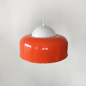 Vintage rote 60er Jahre Pendellampe, schwedische Popart, skandinavisches Design