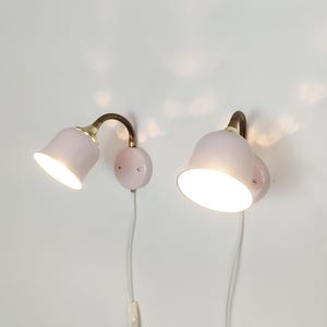 Pair of vintage wall lamps, pink reading lights, Swedish 80s design