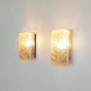 Pair of vintage glass wall lamps, Swedish Scandinavian design, sconce pair