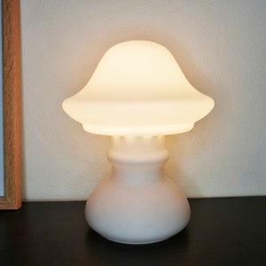 Vintage mushroom lamp, Swedish 1980s glass table lamp image 1