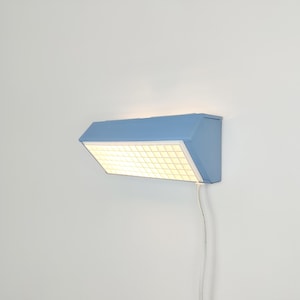 Light blue 1980s brutalist wall lamp, vintage IKEA, Swedish Scandinavian design