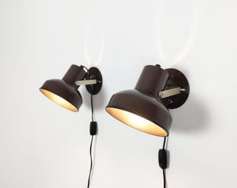 Pair of 1970s wall lamps: vintage industrial Scandinavian design