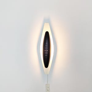 Vintage 1960s Swedish Wall Lamp: Black & White Metal Sconce
