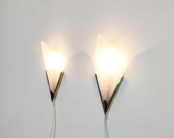 Pair of vintage art deco sconces, wall lamps, IKEA 1980s