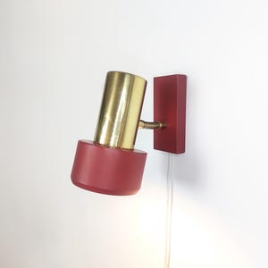 Vintage red and gold wall lamp / sconce, 1970s Swedish Scandinavian design