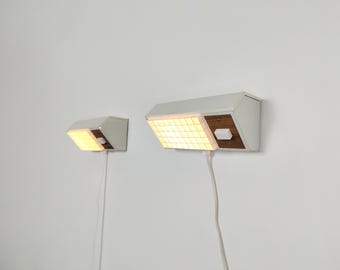 Pair of 1970s brutalist wall lamps, Swedish, white sconces
