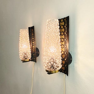 Vintage pair of sconces, wall lights, mid century brass lamps