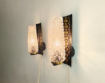 Vintage pair of sconces, wall lights, mid century brass lamps