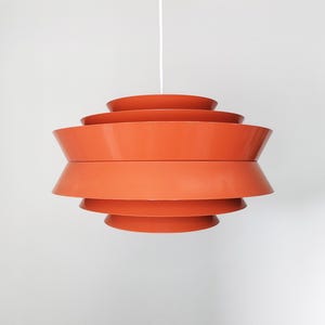 Large orange Trava pendant light, 1960s mid century Scandinavian space age design