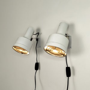 Pair of 1970s wall lamps, vintage industrial Swedish design, Scandinavian