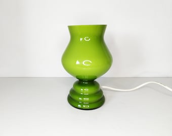 Vintage 1970er Jahre Space Age Tischlampe / Pilzlampe, grünes Glas, schwedisch skandinavisch Pop Art