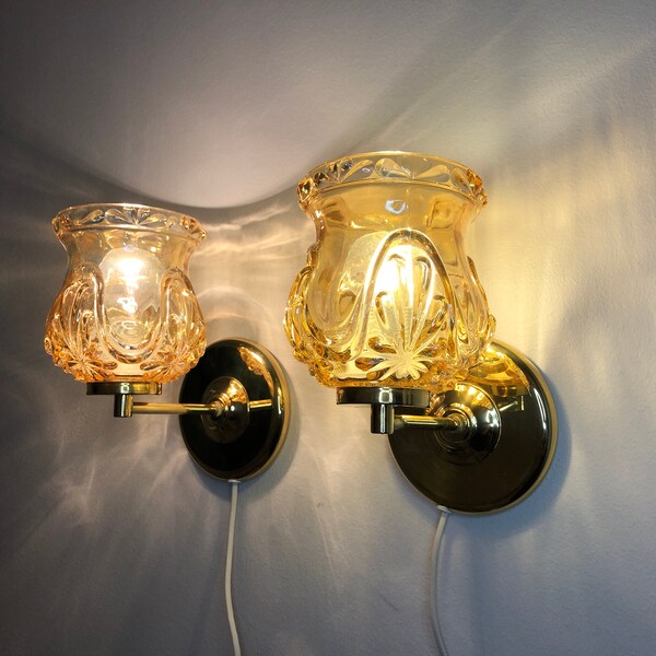 Vintage pair of brass sconces, wall lights, mid century Swedish lighting