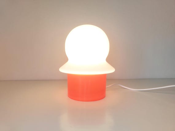 Vintage orange space age glass table lamp, pop art, Swedish Scandinavian lighting
