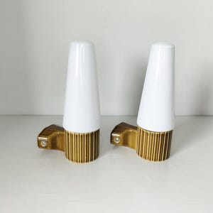 Pair of vintage Sigvard Bernadotte bathroom lamps, 1960s sconces, Swedish design, Scandinavian
