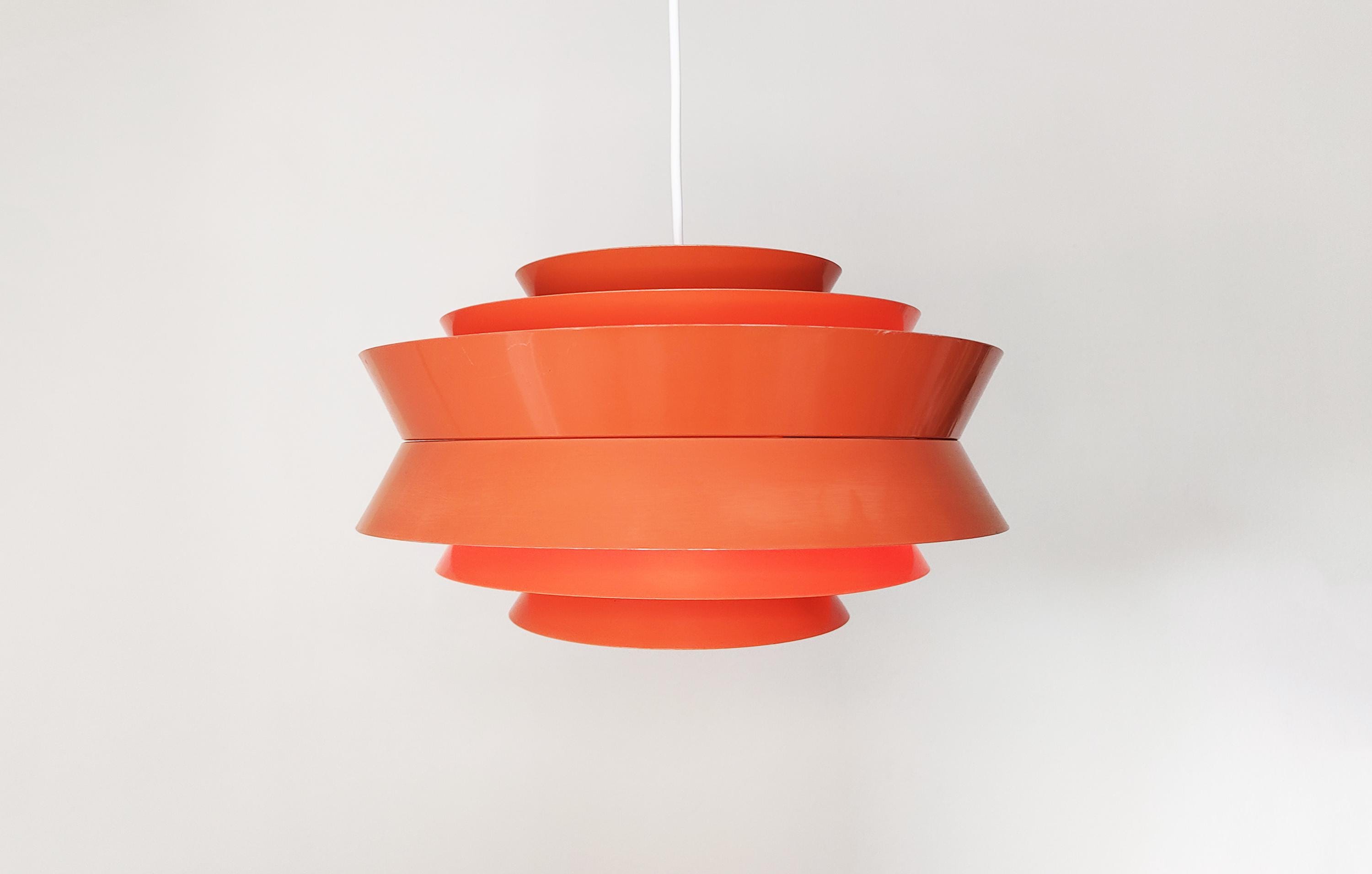 Large Orange Trava Pendant Light by Carl Thore, 1960s Mid