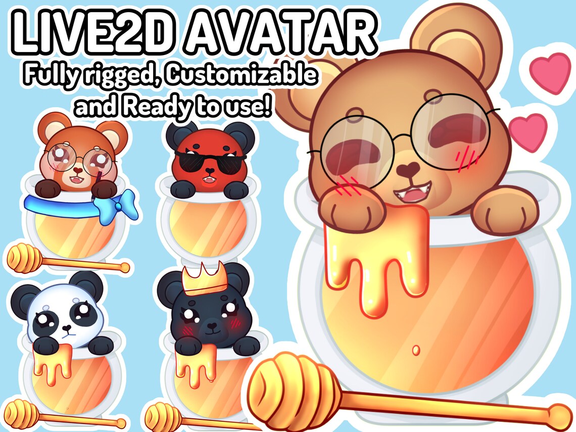 Customizable Vtuber Brown Bear Panda Red Panda RGB Etsy Australia