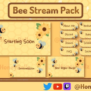 Animated Bee Twitch Package | Yellow | Panels | Overlay |