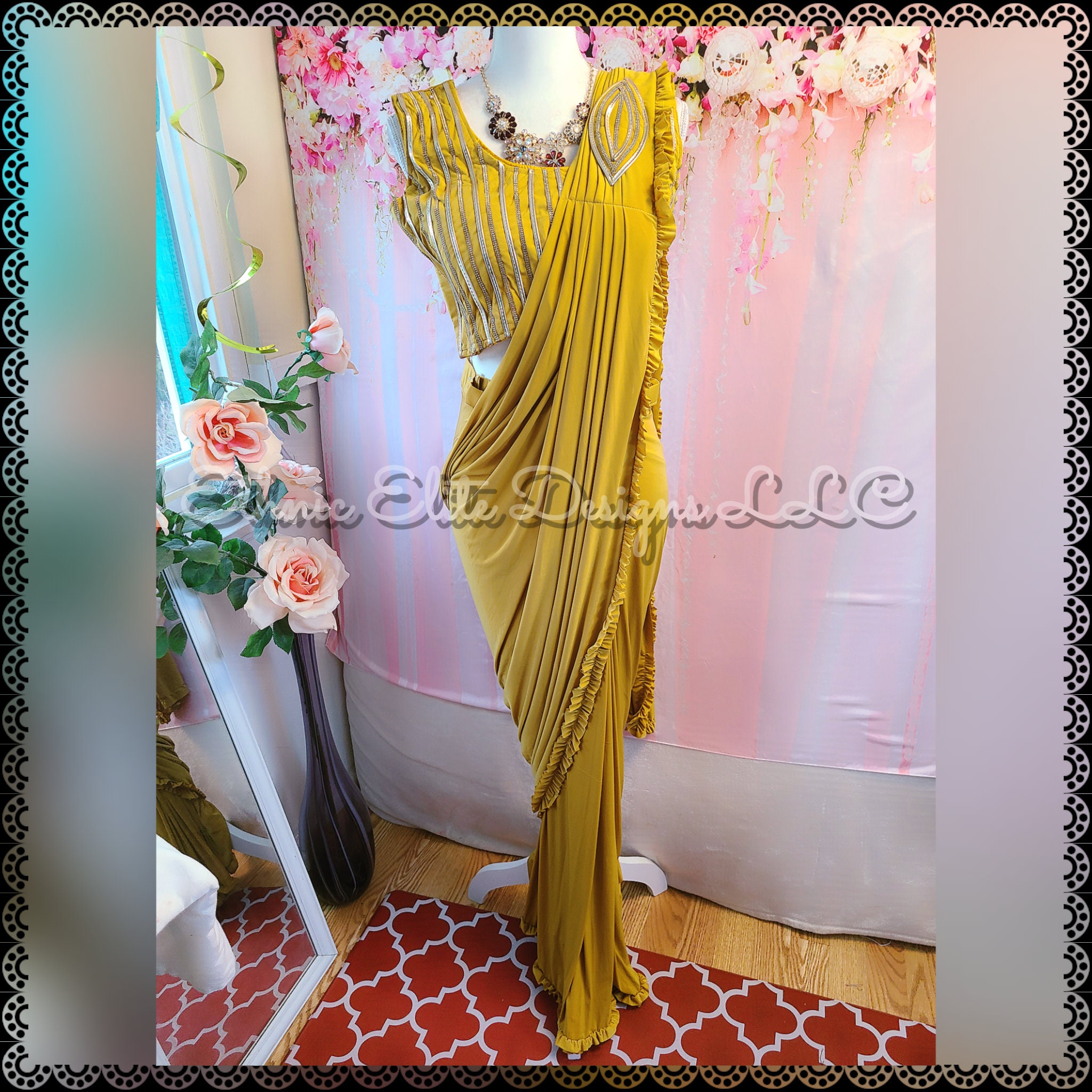 Designer Ready to Wear Cocktail Saree Mustard Yellow One - Etsy