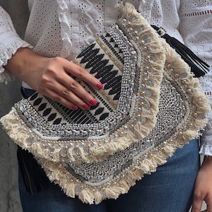 AZTEC pattern Crossbody bag, Sling bag with print, Canvas crossbody hobo bag women