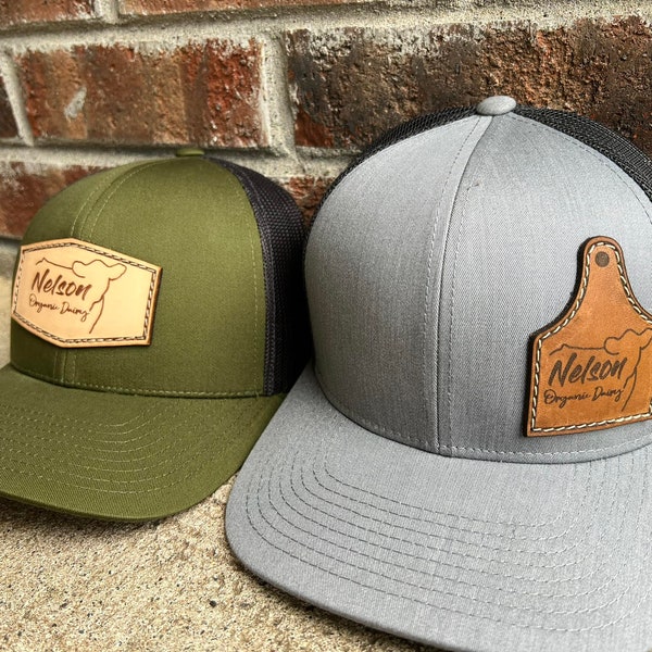 Genuine Leather Patch Hat - Custom Engraved