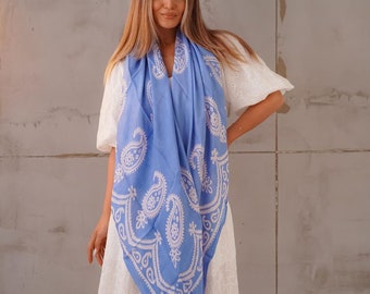 Blue and Pink Silk Shawl, Silk Scarf, Silk Wrap, Gift for her, Pure Silk