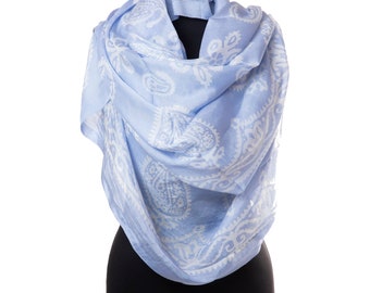 Silk scarves, Scarves for women, Silk scarf, Pearl Blue Pure Silk, Women Scarf/Dress/Bandana/Veil