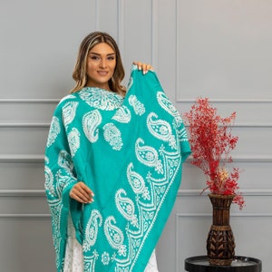 Buy Berry Pink Kelagayi With White Floral Patterns Pure Silk Scarf ...