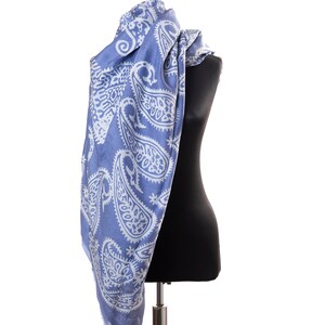 Light Blue and White, Pure Silk Scarves, Gift for Her, Women Scarf/Dress/Bandana/Veil