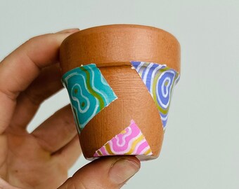 Tina - 1” Hand-Painted Mini Terra Cotta Pot