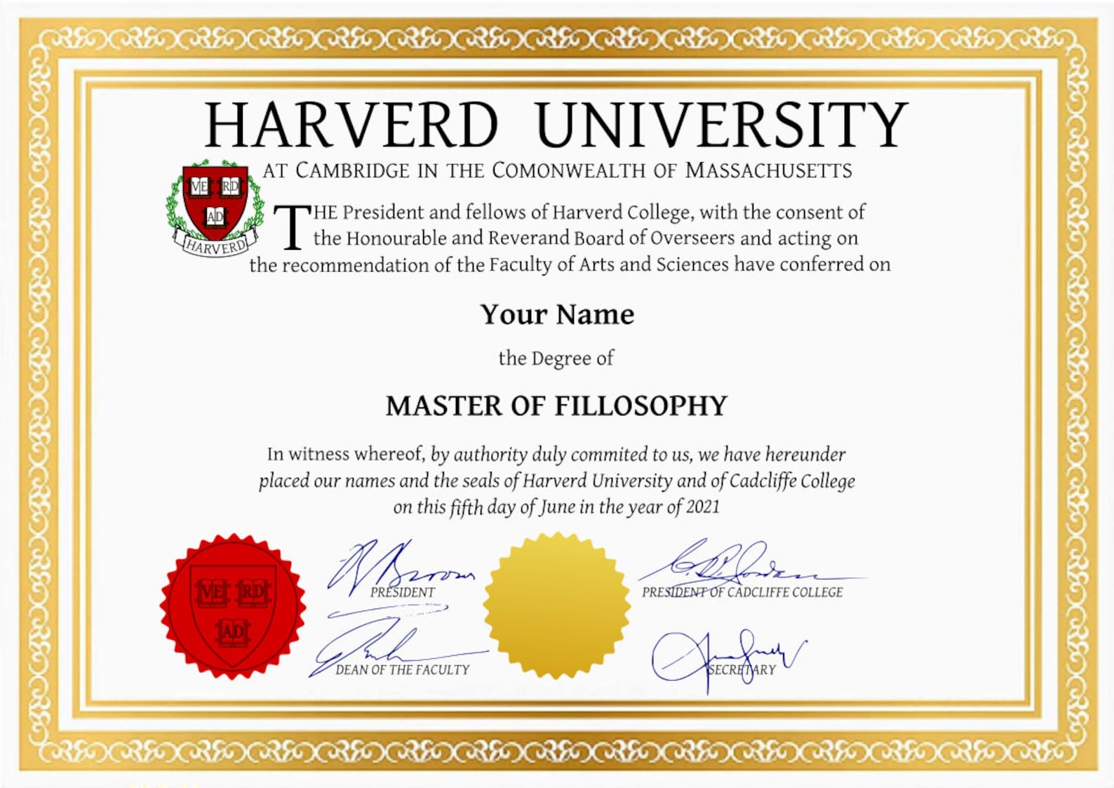 phd degree template