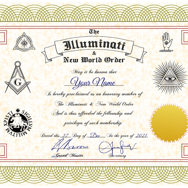 ILLUMINATI  Membership Certificate