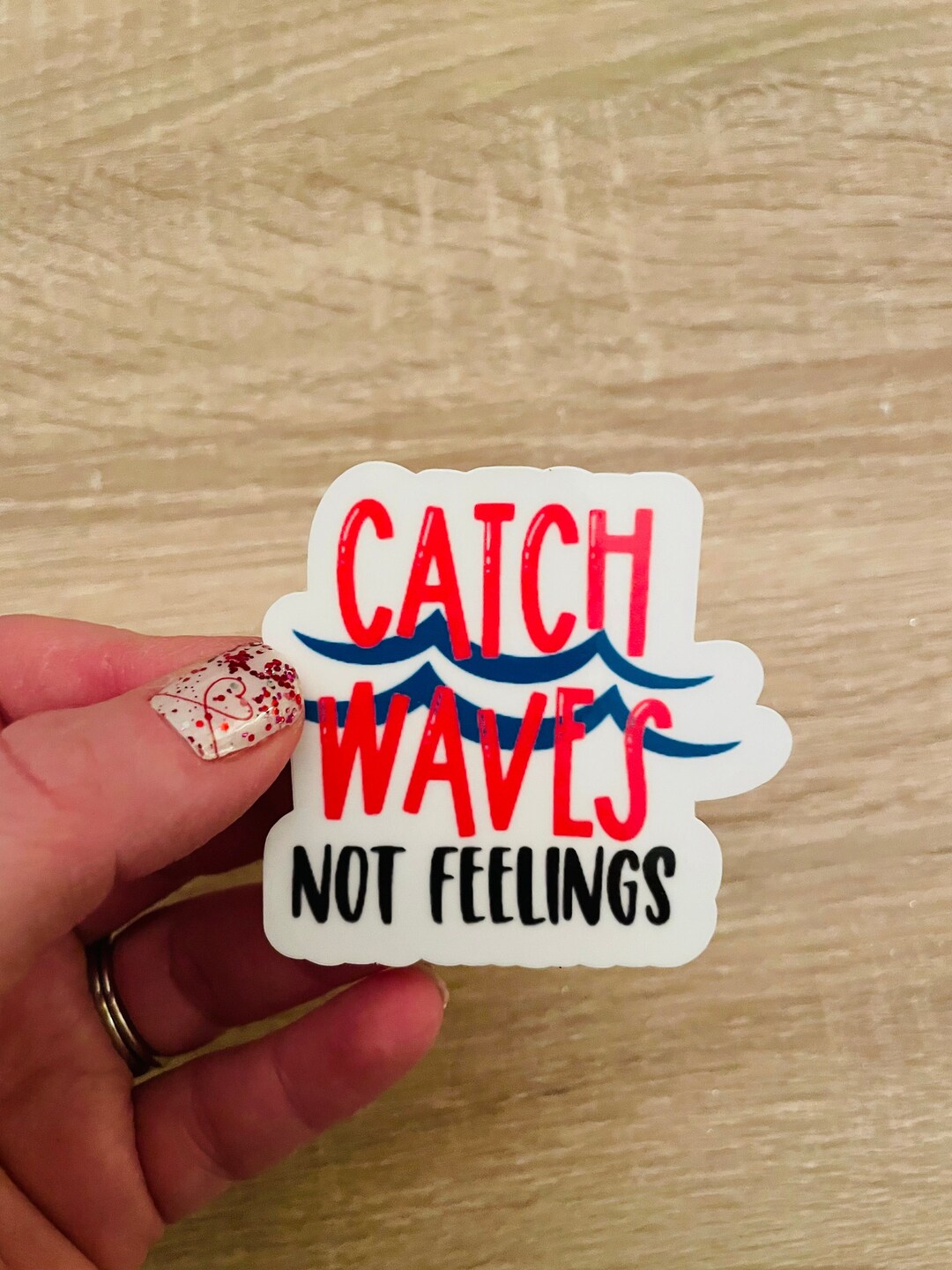 Catch Waves Not Feelings Sticker: Funny Water Bottle Decal - Etsy