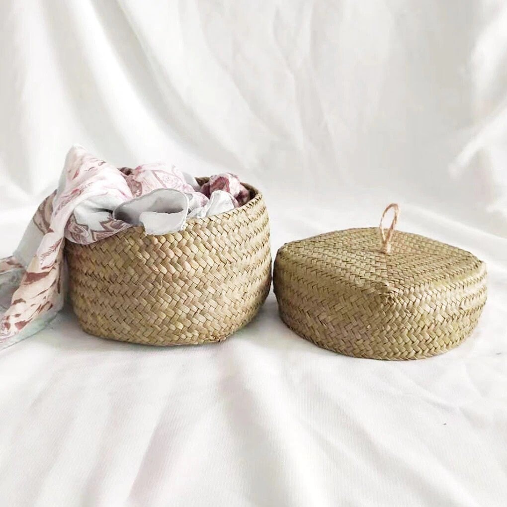 Cute basket with lid small tidy storage basket Etsy