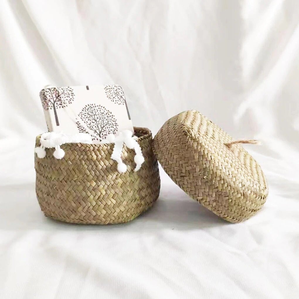 Cute basket with lid small tidy storage basket Etsy