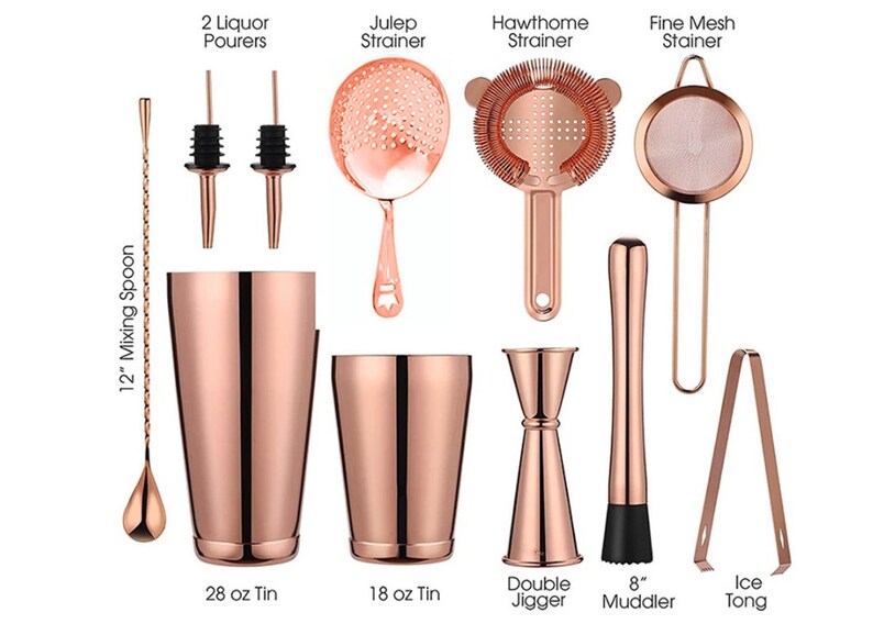 Essential Cocktail Set Barware Cocktail Shaker Kit Bar Tools Etsy
