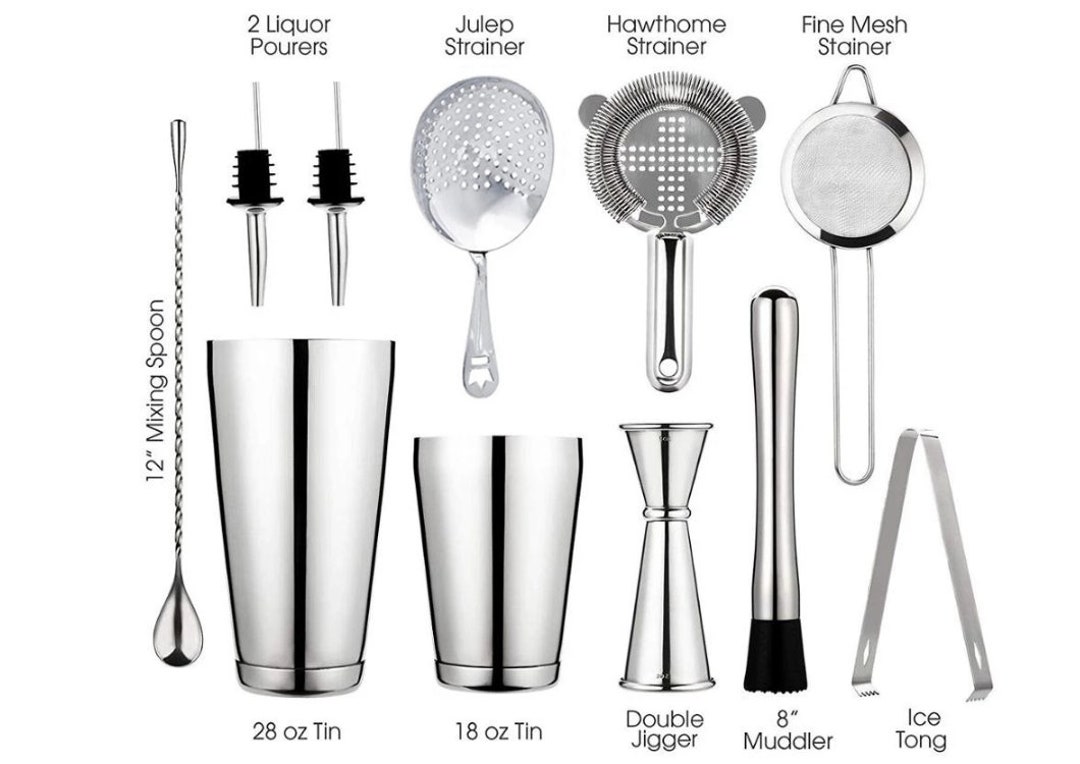 Essential Cocktail Set Barware Cocktail Shaker Kit Bar Tools Etsy