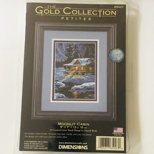 Dimensions Gold Collection Petites Moonlit Cabin Snow Counted Cross Stitch Kit