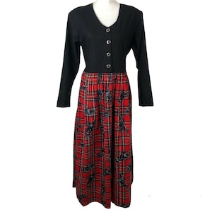 Vtg Roper Western Dress Horse Print Plaid Broomstick Skirt Rock A Billy Cowgirl  Equestrian