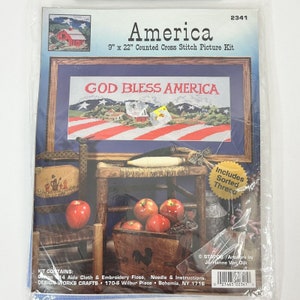 Design Works America God Bless America Barn Flag Patriotic Cross Stitch Kit 2341