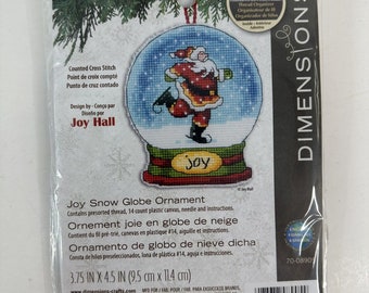 Dimensions Patinage Décoration de Noël boule à neige Santa Joy Kit de point de croix NIP