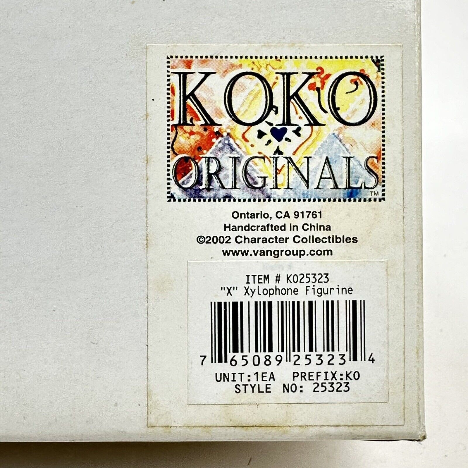 Vtg KOKO Originals “X” Xylophone Alphabet Porcelain Figurine