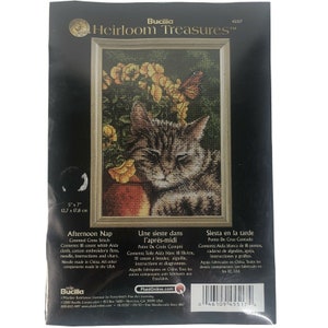 Bucilla Heirloom Treasures Afternoon Nap Cat #45517 Counted Cross Stitch Kit NIP
