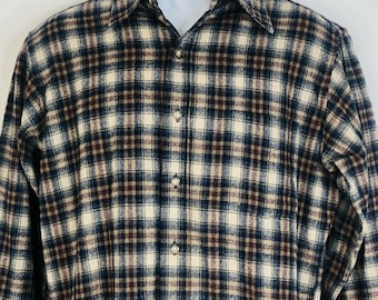 Vtg Pendleton Lodge Wool Shirt Plaid Tartan Long Sleeve Button Front Blue Men Md
