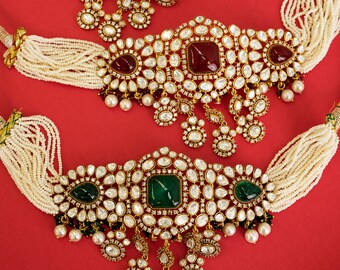 Conjunto de gargantilla de moissanita Kundan: joyería nupcial india